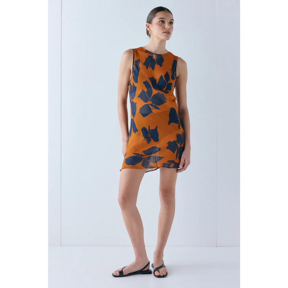 VRG GRL Orange Floral Print Sleeveless Dress - Picture 4 of 4